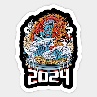 Chinese New Year of the Dragon 2024 Ramen and Wave Sticker